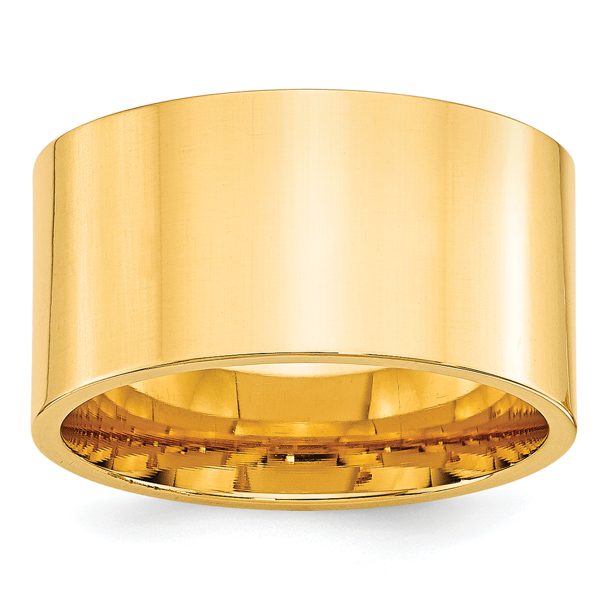10k Yellow Gold 12mm Standard Weight Flat Comfort Fit Wedding Band Size 12 (1FLC120-12)