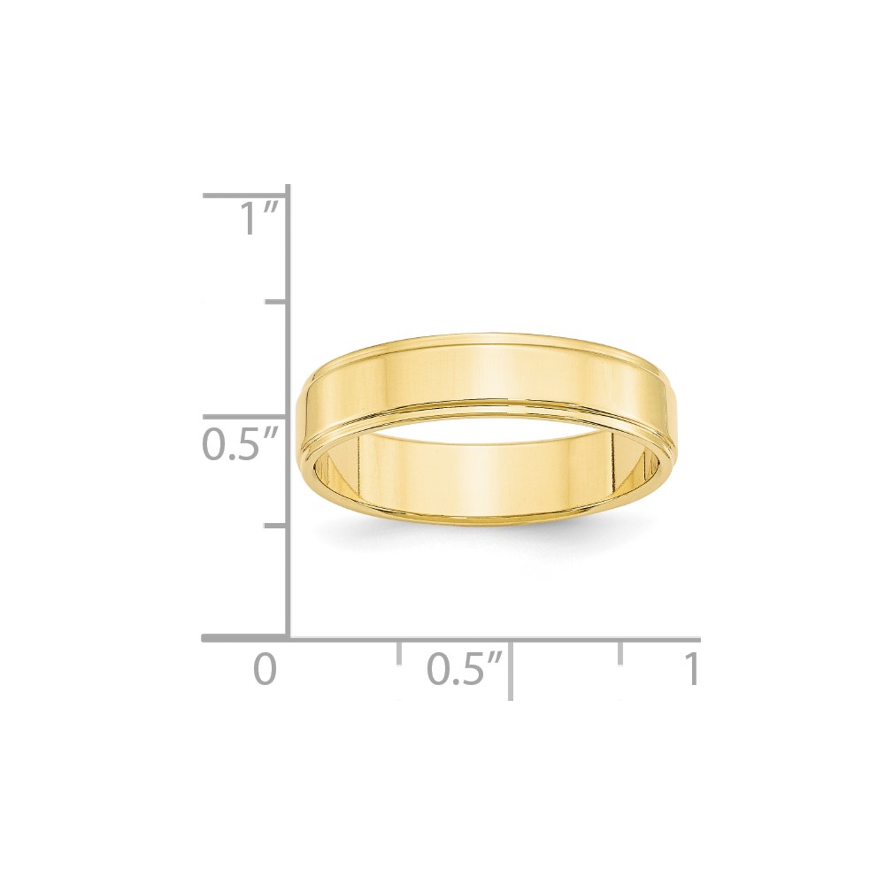 10k Yellow Gold 5mm Flat with Step Edge Wedding Band Size 8.5 (1FLE050-8.5)