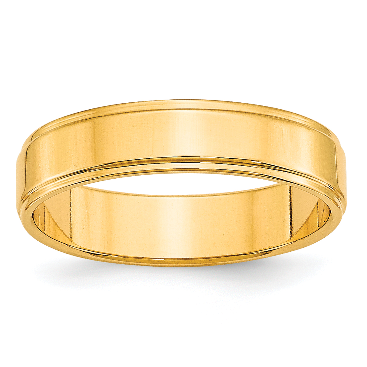 10k Yellow Gold 5mm Flat with Step Edge Wedding Band Size 8.5 (1FLE050-8.5)