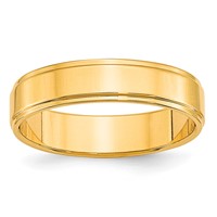 10K Yellow Gold 5mm Flat Band with Step Edge Wedding view 1