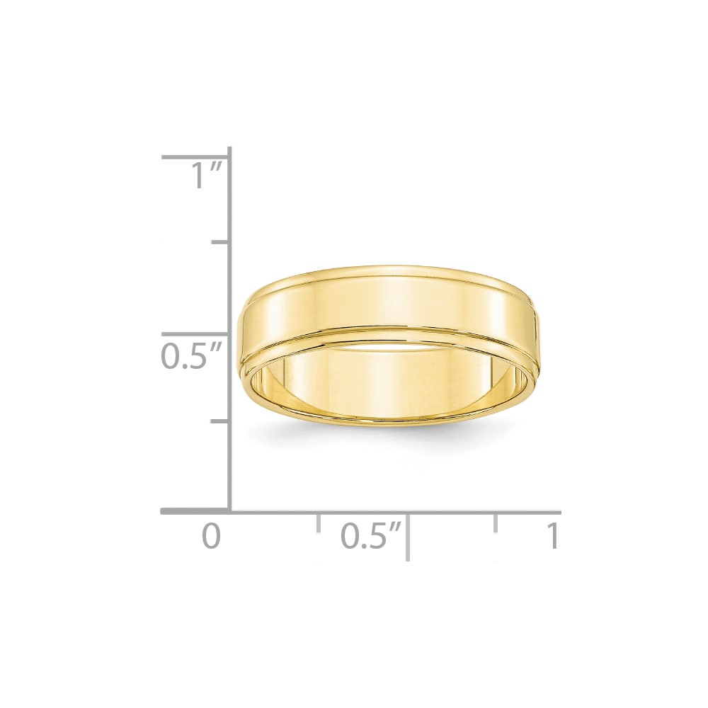 10k Yellow Gold 6mm Flat with Step Edge Wedding Band Size 10 (1FLE060-10)