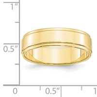 10K Yellow Gold 6mm Flat Band with Step Edge Wedding view 3