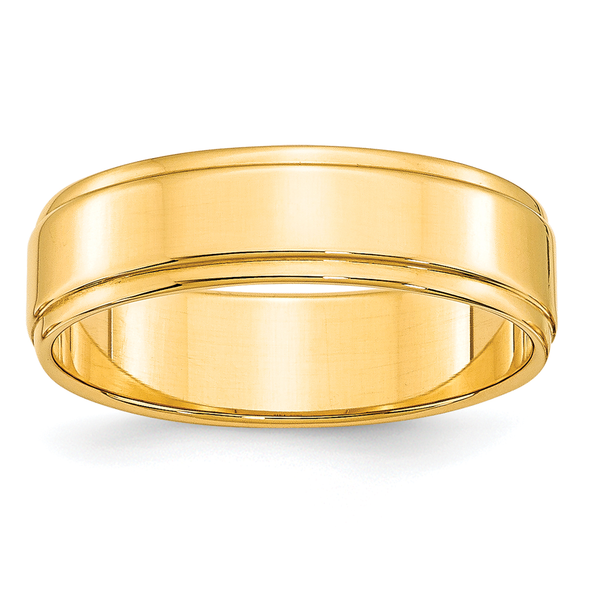 10k Yellow Gold 6mm Flat with Step Edge Wedding Band Size 10 (1FLE060-10)