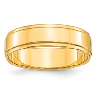 10K Yellow Gold 6mm Flat Band with Step Edge Wedding view 1