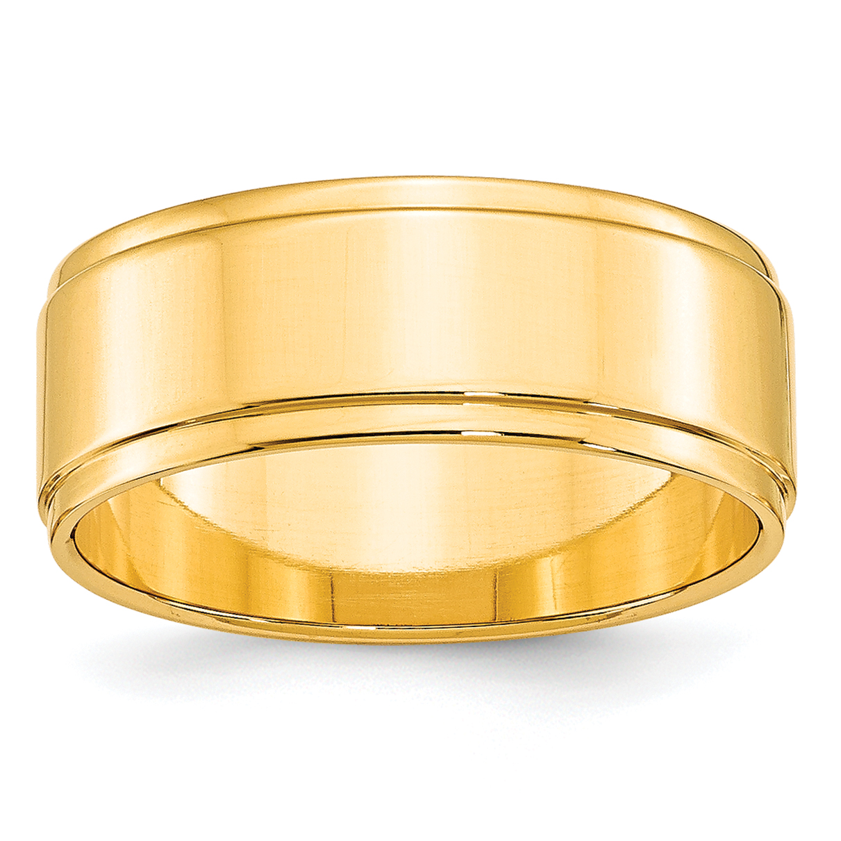 10k Yellow Gold 8mm Flat with Step Edge Wedding Band Size 10 (1FLE080-10)