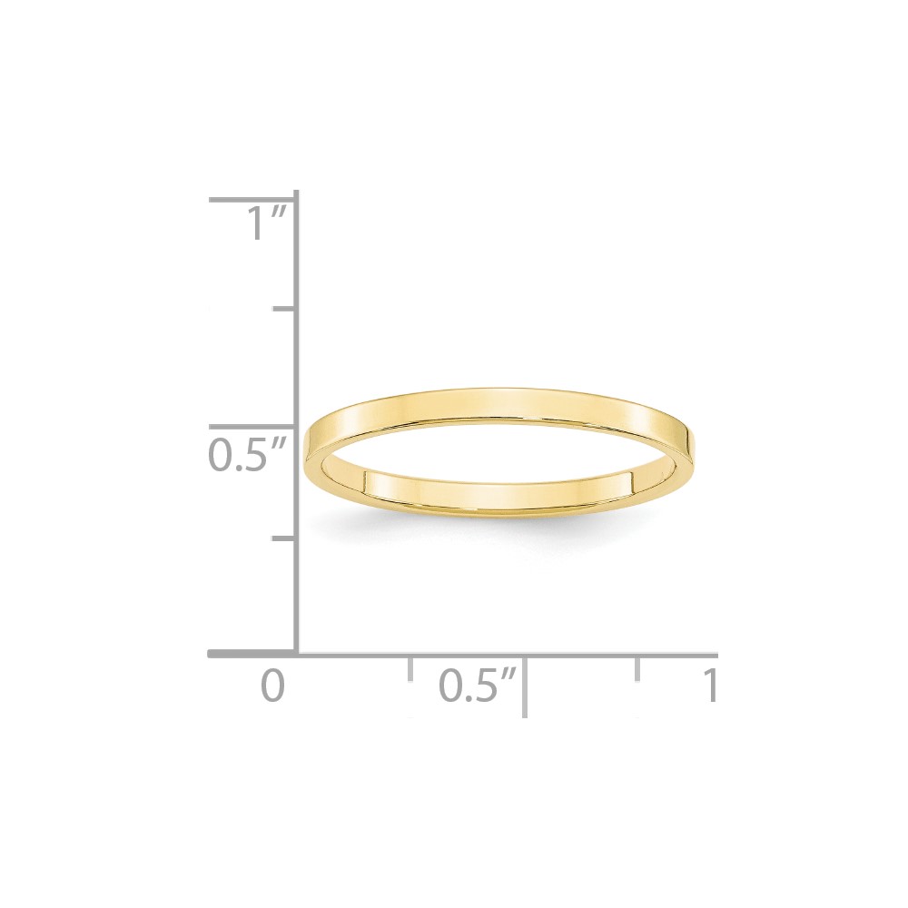 10k Yellow Gold 2mm Lightweight Flat Engagement Wedding Band Ring