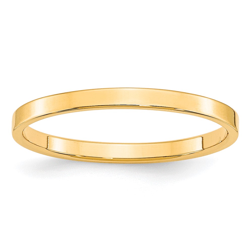 10k Yellow Gold 2mm Lightweight Flat Engagement Wedding Band Ring