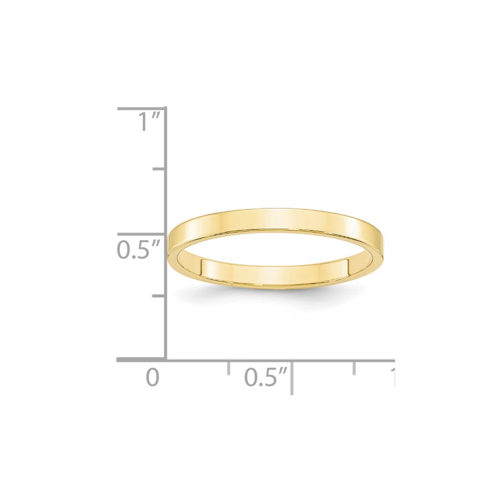 10k Yellow Gold 2.5mm Lightweight Flat Wedding Band Size 8 (1FLL025-8)
