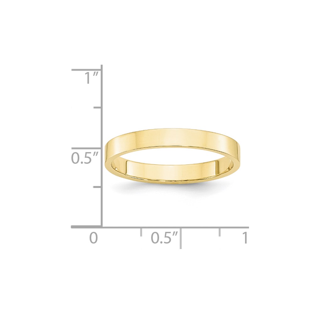 10k Yellow Gold 3mm Lightweight Flat Wedding Band Size 9 (1FLL030-9)
