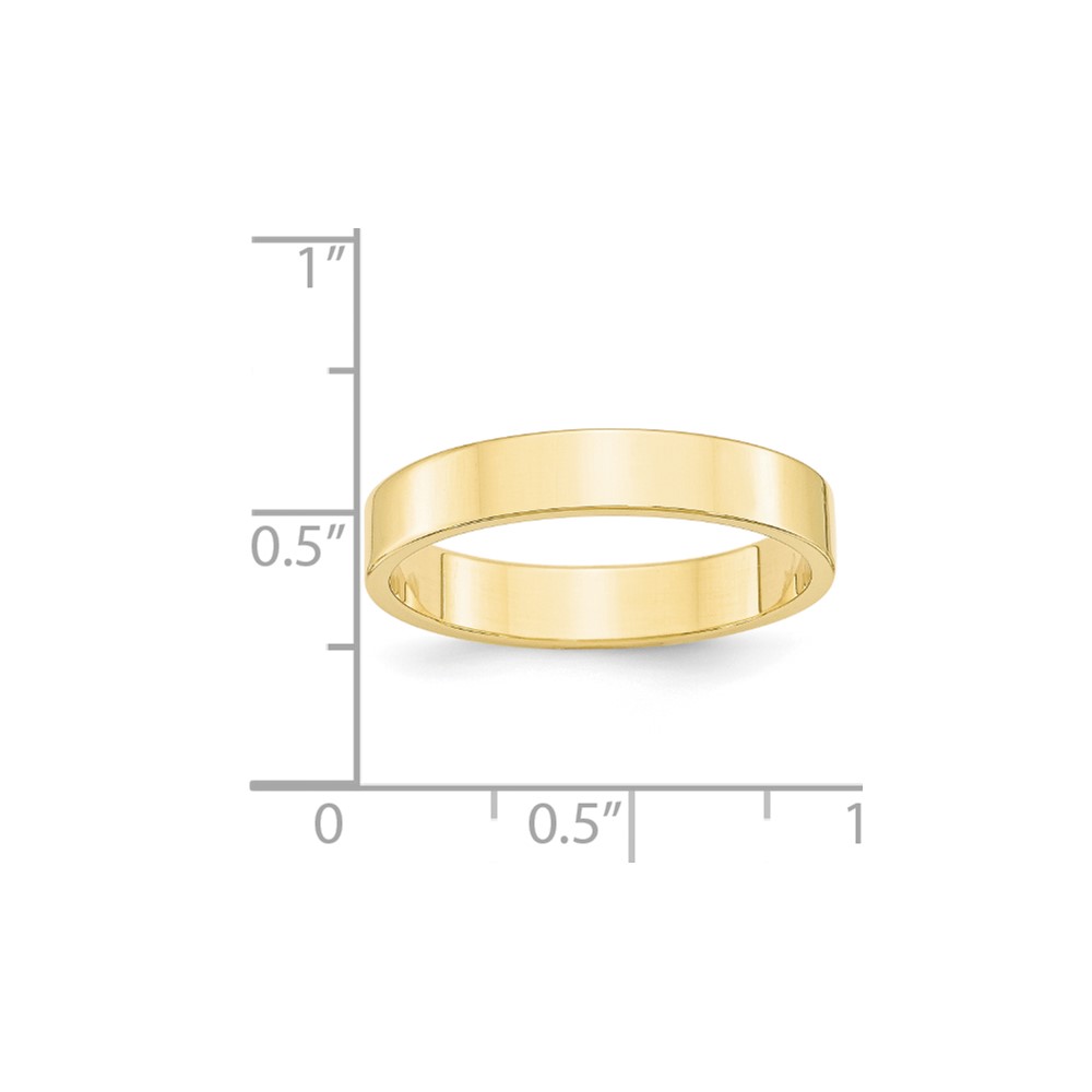 10k Yellow Gold 4mm Lightweight Flat Wedding Band Size 8 (1FLL040-8)