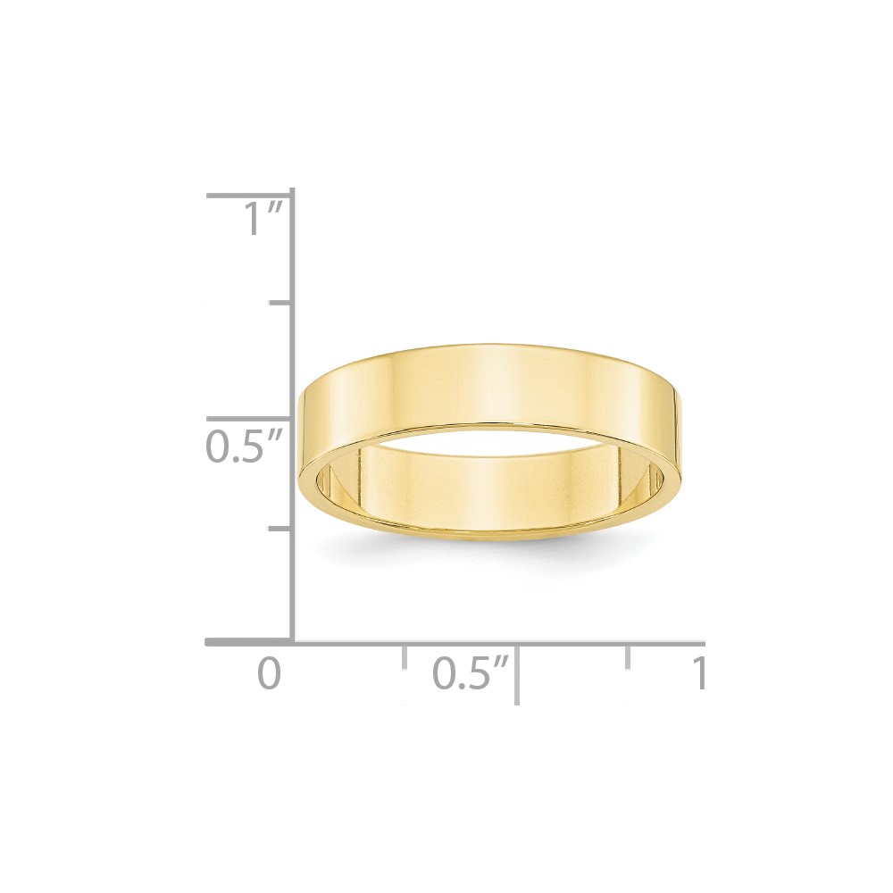 10k Yellow Gold 5mm Lightweight Flat Wedding Band Size 7 (1FLL050-7)