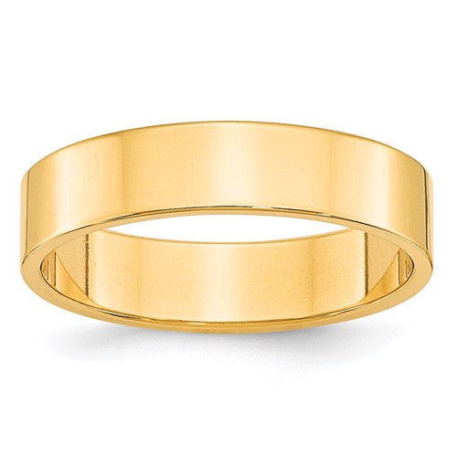10K Yellow Gold 5mm Lightweight Flat Wedding Band, Size 4