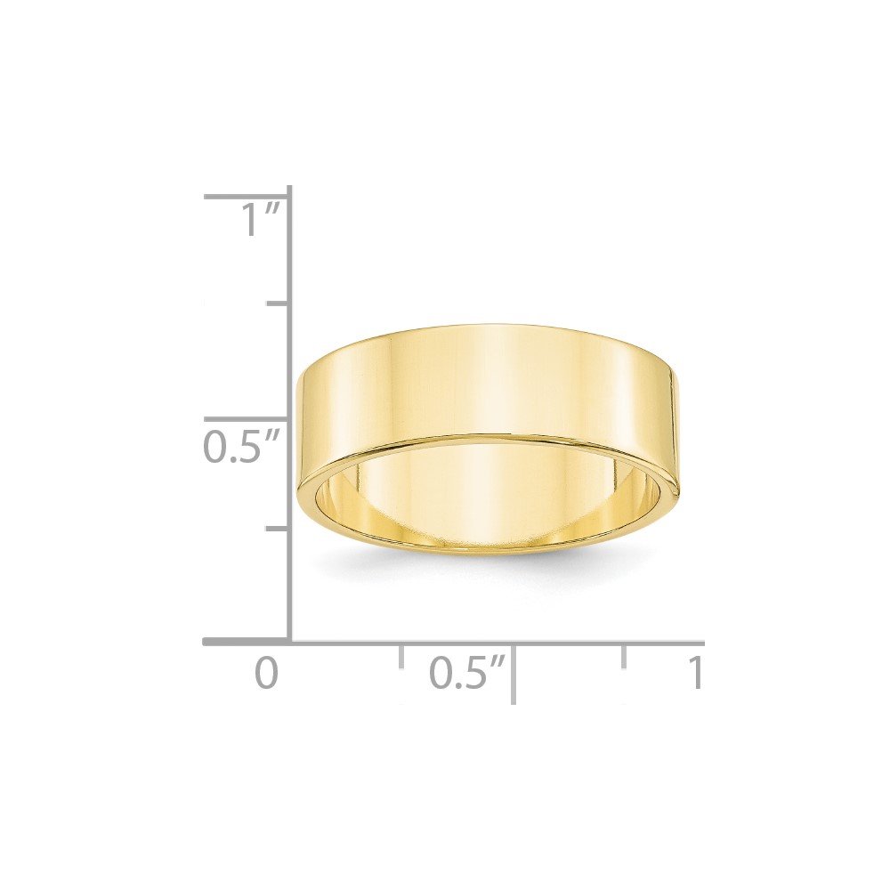 10k Yellow Gold 7mm Lightweight Flat Wedding Band Size 10.5 (1FLL070-10.5)