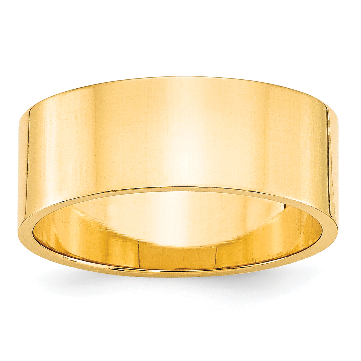 10k Yellow Gold 8mm Lightweight Flat Wedding Band Size 10 (1FLL080-10)