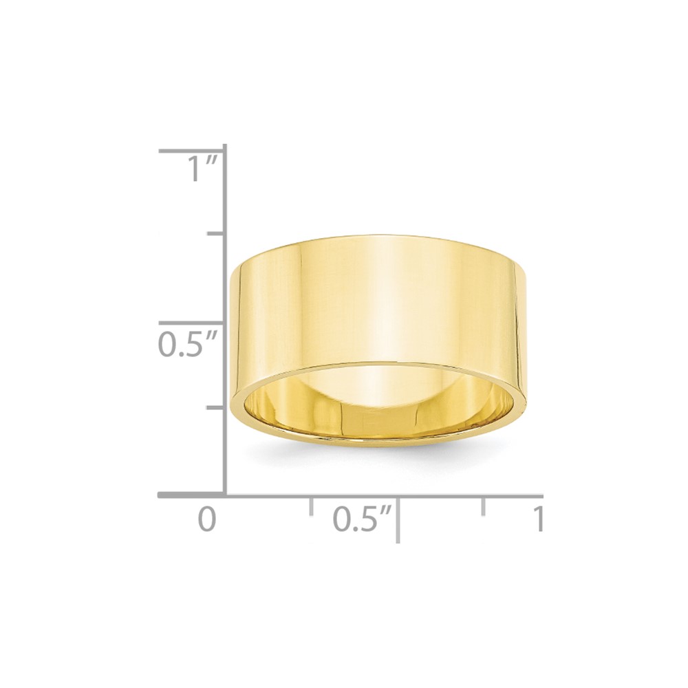 10k Yellow Gold 10mm Lightweight Flat Wedding Band Size 11 (1FLL100-11)
