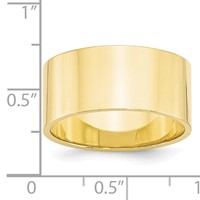 10K Yellow Gold 10mm Lightweight Flat Wedding Band view 2