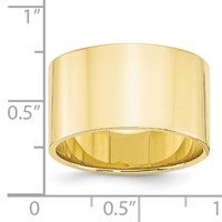 10K Yellow Gold 12mm Lightweight Flat Wedding Band view 3