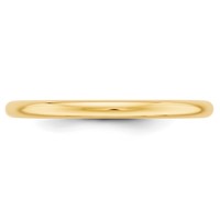 10K Yellow Gold 2mm Half Round Wedding Band view 3