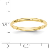 10K Yellow Gold 2mm Half Round Wedding Band view 4
