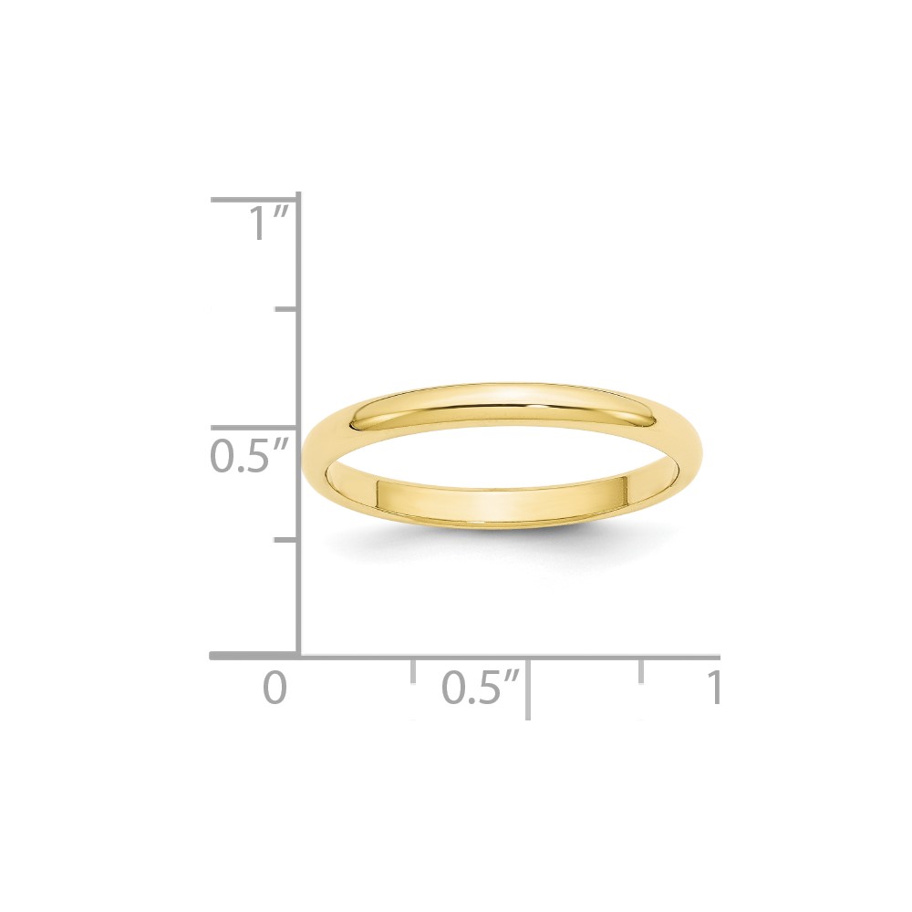 10k Yellow Gold 2.5mm Half Round Engagement Wedding Band Ring