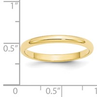10K Yellow Gold 2.5mm Half Round Wedding Band view 3
