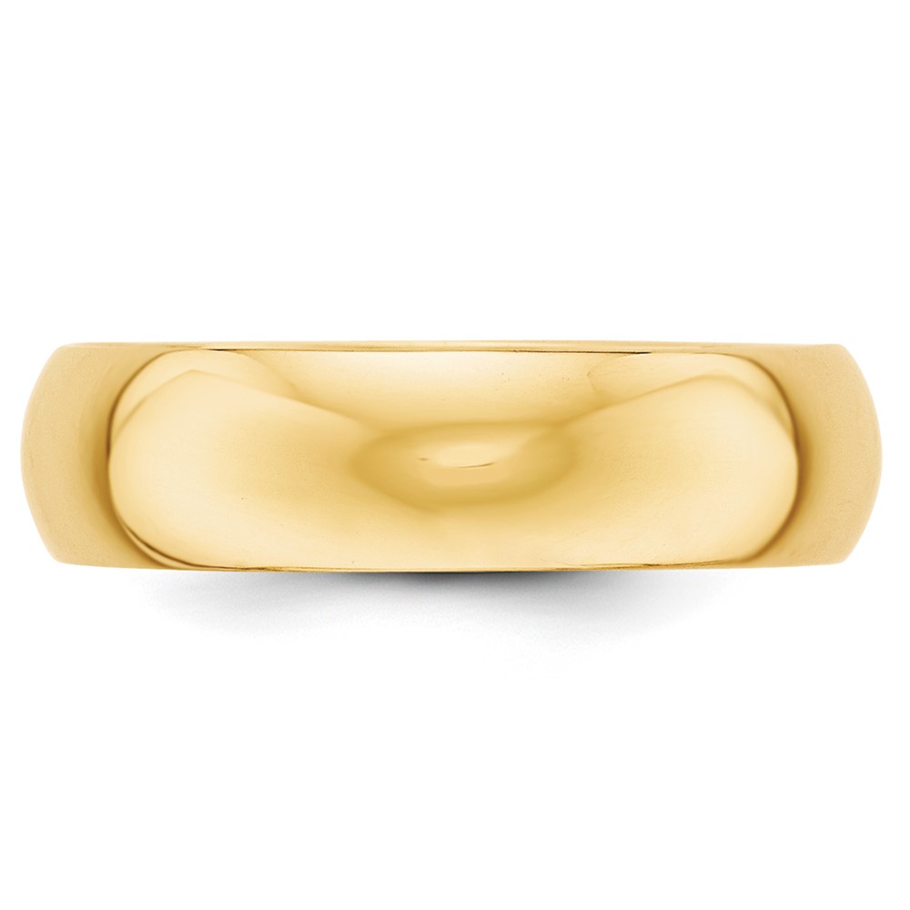 10k Yellow Gold 6mm Half Round Wedding Band Size 10 (1HR060-10)