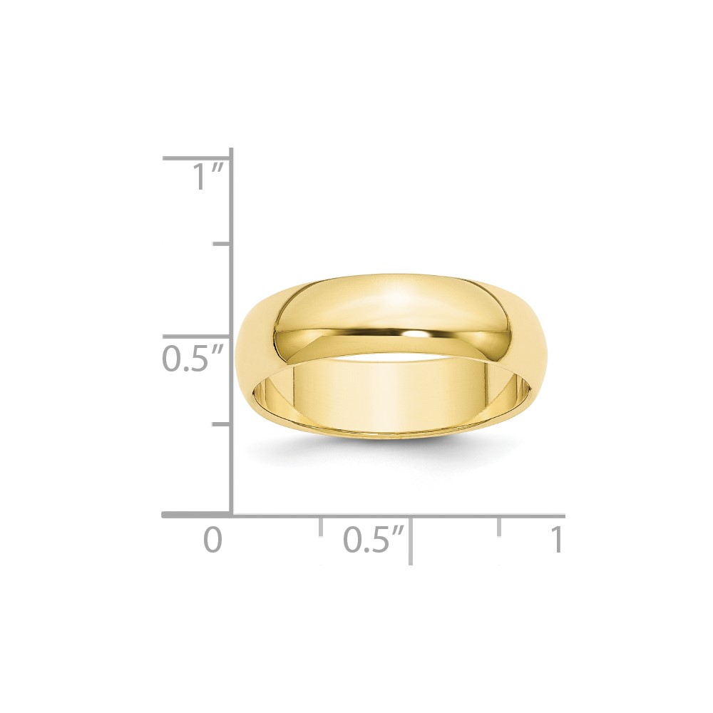 10k Yellow Gold 6mm Half Round Wedding Band Size 10 (1HR060-10)