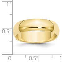 10K Yellow Gold 6mm Half Round Wedding Band view 4