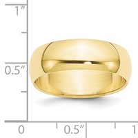 10K Yellow Gold 7mm Half Round Wedding Band view 3
