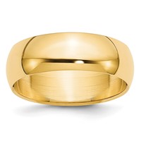 10K Yellow Gold 7mm Half Round Wedding Band view 1