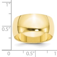 10K Yellow Gold 10mm Half Round Wedding Band view 3