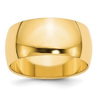 10K Yellow Gold 10mm Half Round Wedding Band view 1