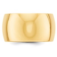 10K Yellow Gold 12mm Half Round Wedding Band view 2