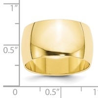 10K Yellow Gold 12mm Half Round Wedding Band view 3