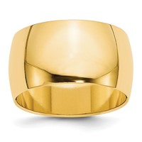10K Yellow Gold 12mm Half Round Wedding Band view 1