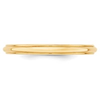10K Yellow Gold 2.5mm Half Round Band with Edge Wedding view 3