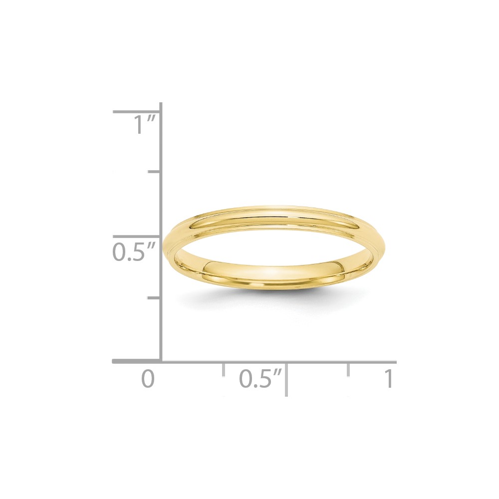 10k Yellow Gold 2.5mm Half Round with Edge Wedding Band Size 6 (1HRE025-6)