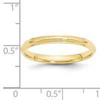 10K Yellow Gold 2.5mm Half Round Band with Edge Wedding view 4