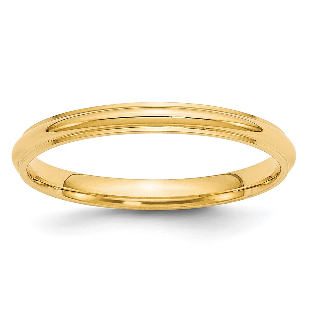 10K Yellow Gold 2.5mm Half Round Band with Edge Wedding