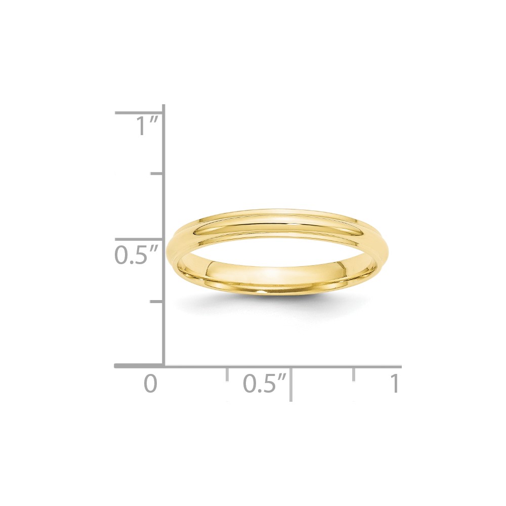 10k Yellow Gold 3mm Half Round with Edge Wedding Band Size 7 (1HRE030-7)