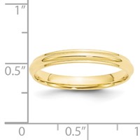 10K Yellow Gold 3mm Half Round Band with Edge Wedding view 3