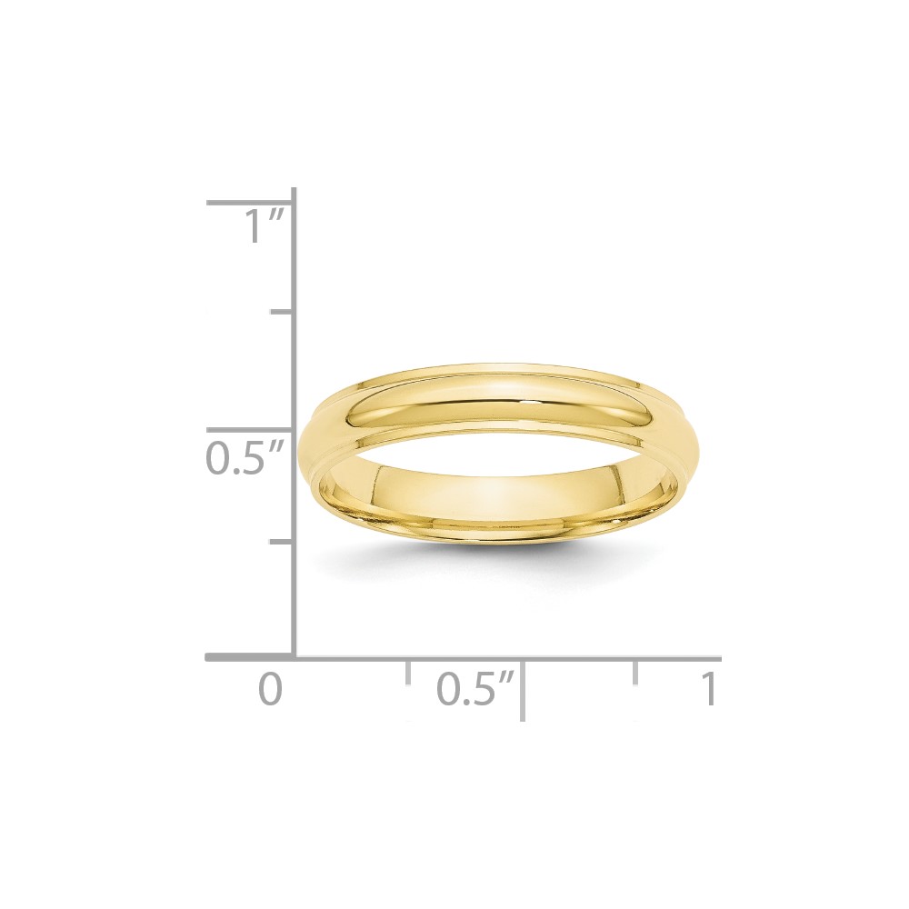 10k Yellow Gold 4mm Half Round with Edge Wedding Band Size 9.5 (1HRE040-9.5)