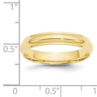 10K Yellow Gold 4mm Half Round Band with Edge Wedding view 3