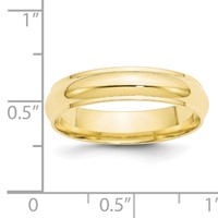 10K Yellow Gold 5mm Half Round Band with Edge Wedding view 3