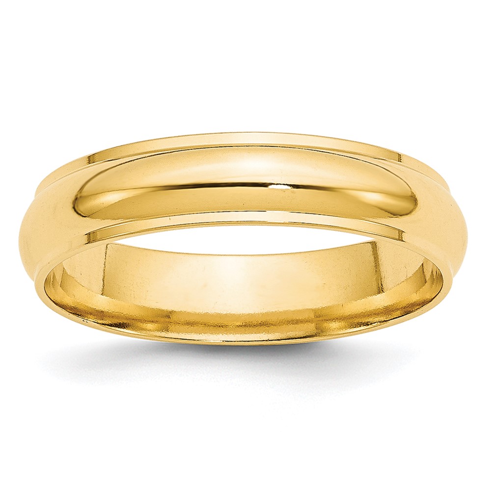 10k Yellow Gold 5mm Half Round with Edge Wedding Band Size 9 (1HRE050-9)