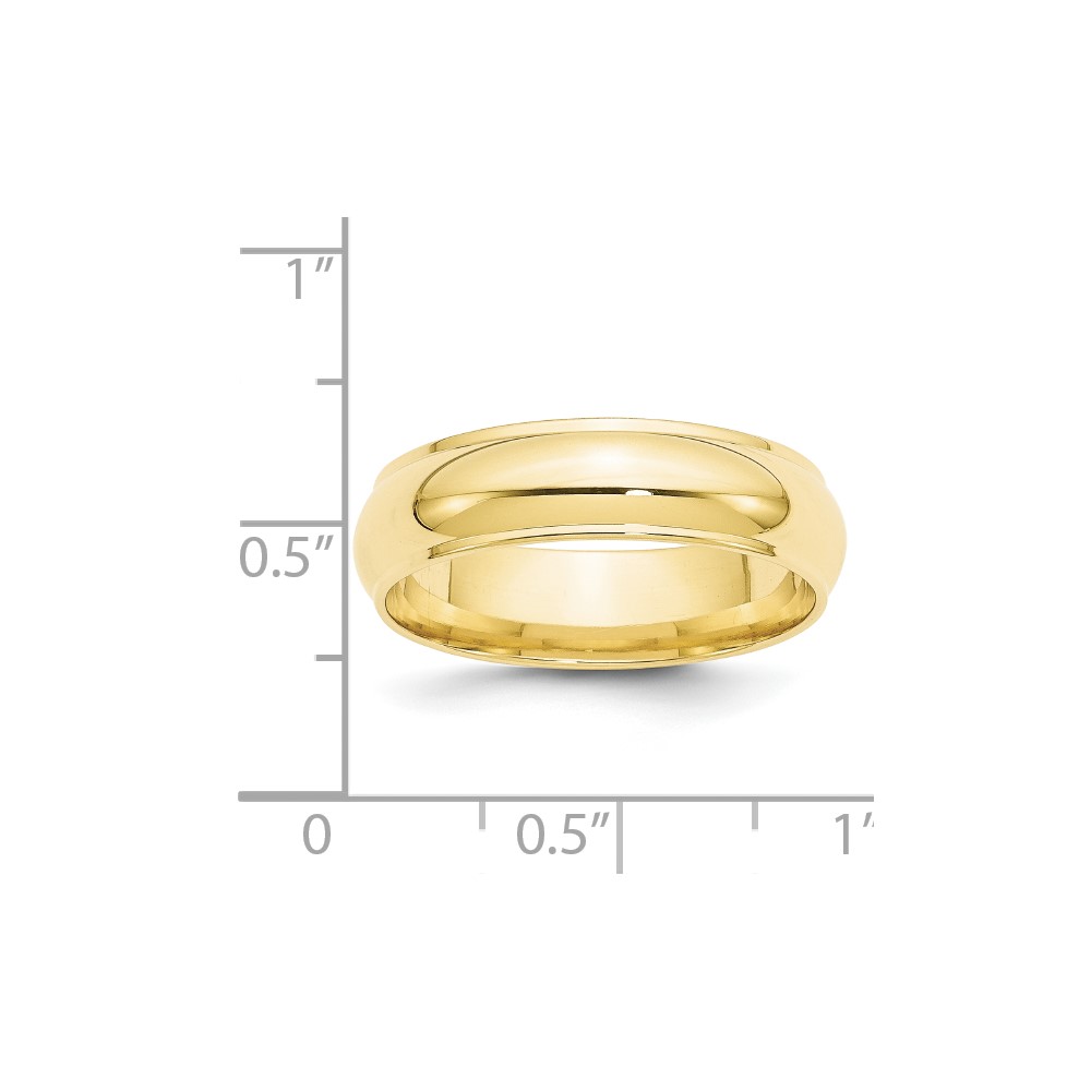 10k Yellow Gold 6mm Half Round with Edge Wedding Band Size 11 (1HRE060-11)