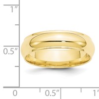 10K Yellow Gold 6mm Half Round Band with Edge Wedding view 3