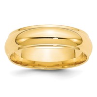 10K Yellow Gold 6mm Half Round Band with Edge Wedding view 1