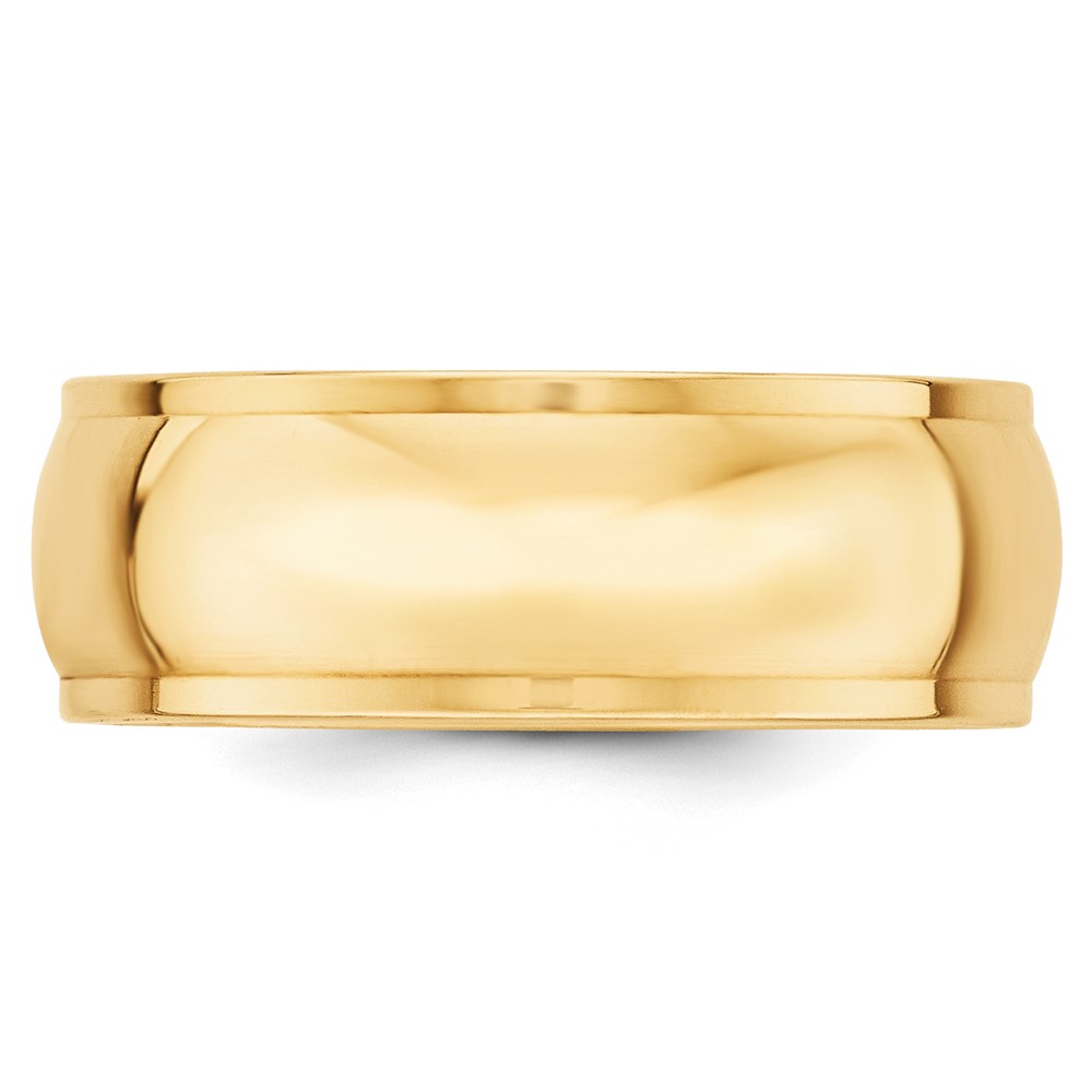 10k Yellow Gold 8mm Half Round with Edge Wedding Band Size 12 (1HRE080-12)