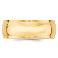 10K Yellow Gold 8mm Half Round Band with Edge Wedding view 2